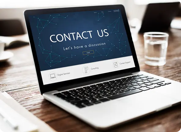 Laptop displaying Contact Us Message